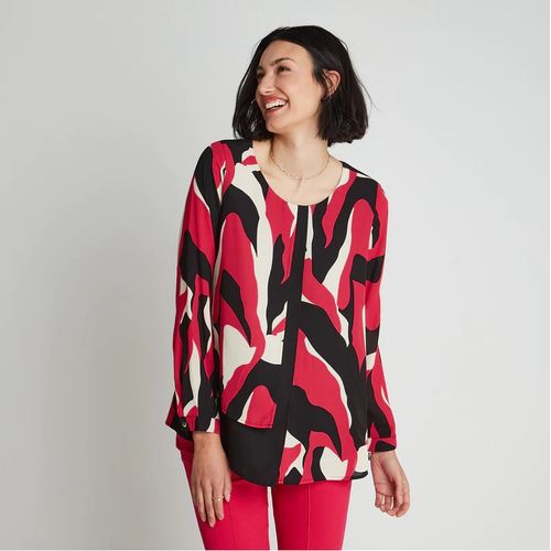 Blusa M/L Con Capas y Cuello Redondo Mujer LdP